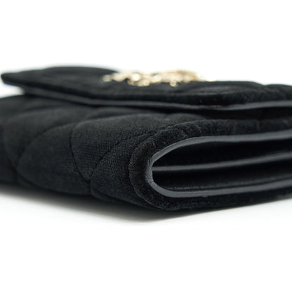 Chanel 21A velvet CC Crystal Logo Card Holder