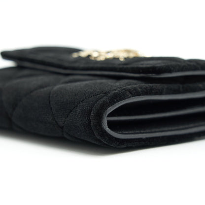 Chanel Velvet CC Crystal Logo Small Flap Wallet