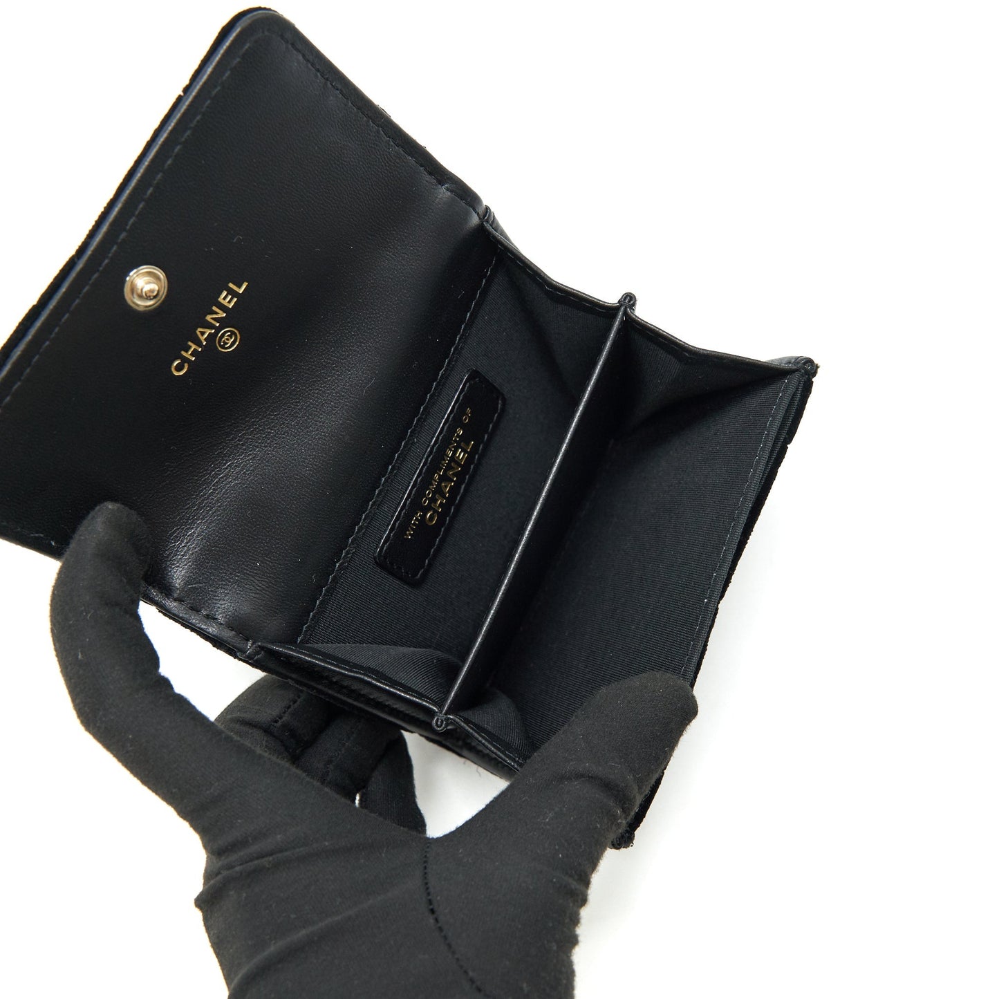Chanel 21A velvet CC Crystal Logo Card Holder