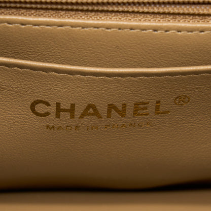 Chanel 22B Detail Top Handle Mini Rectangular Lambskin NJ528 Dark Beige Brushed GHW