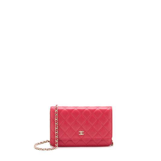 Chanel Classic Wallet On Chain Lambskin Red GHW