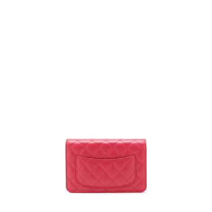 Chanel Classic Wallet On Chain Lambskin Red GHW