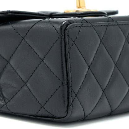 Chanel 22K Retro Classic New Square Mini Flap Bag Goatskin Black GHW (Microchip)