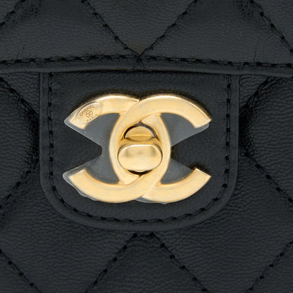 Chanel 22K Retro Classic New Square Mini Flap Bag Goatskin Black GHW (Microchip)