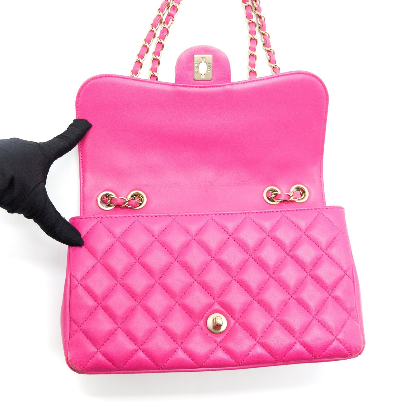 Chanel Quilted Flap Bag Lambskin Pink GHW