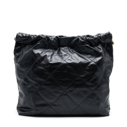 Chanel 22 Bag Medium Shiny Calfskin Black GHW (Microchip)