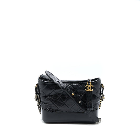 Chanel Small Gabrielle Hobo Bag Calfskin Black Multicolour Hardware