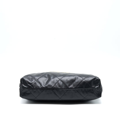 Chanel 22 Bag Medium Shiny Calfskin Black GHW (Microchip)