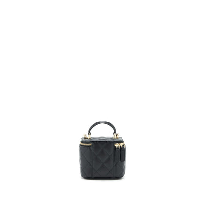 Chanel 22P Top Handle Mini Vanity With Chain With Mirror Inside Lambskin Black LGHW