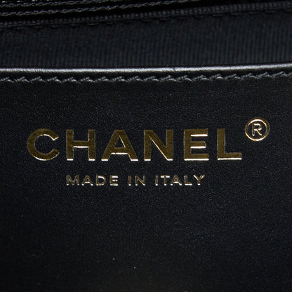 Chanel 22K Gold Pillar Adjustment Chain Flap Bag Lambskin Black GHW (Microchip)