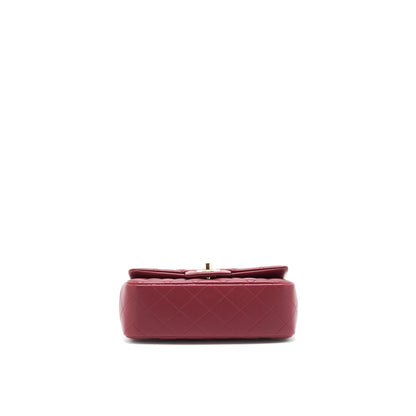 Chanel 22C Mini rectangular flap bag lambskin dark red LGHW microchip