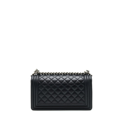 Chanel Medium Boy Calfskin Black Ruthenium Hardware