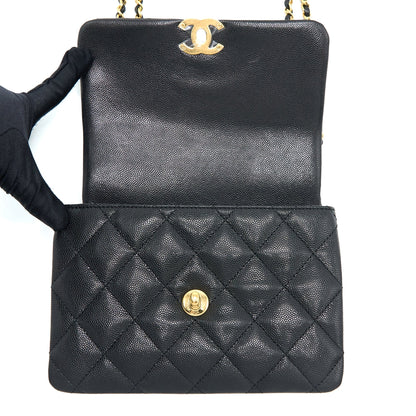 Chanel 22K Coco First Flap Bag Grained Calfskin Black GHW (Microchip)