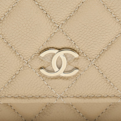 Chanel Wallet On Chain With Detailed Chain Caviar Beige LGHW (Microchip)
