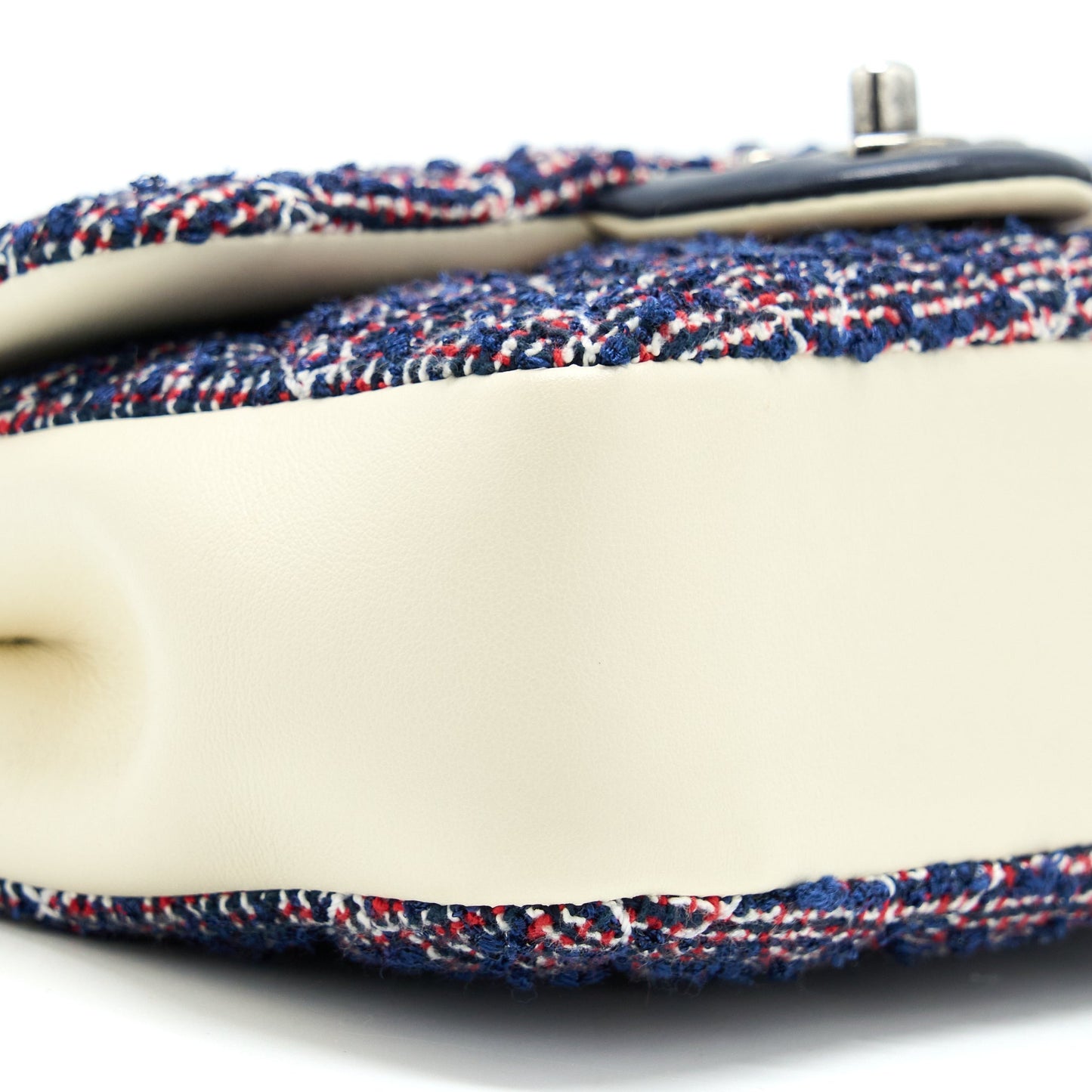 Chanel Seasonal Mini Rectangular Flap Bag Tweed Blue/ Red/ White Ruthenium Hardware