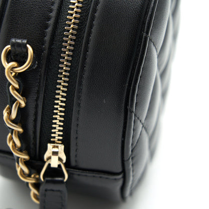Chanel Round Clutch with Chain Black Brushed GHW