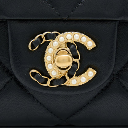 Chanel 21A Quilted Detailed Logo Flap Bag Lambskin Black GHW (Microchip)