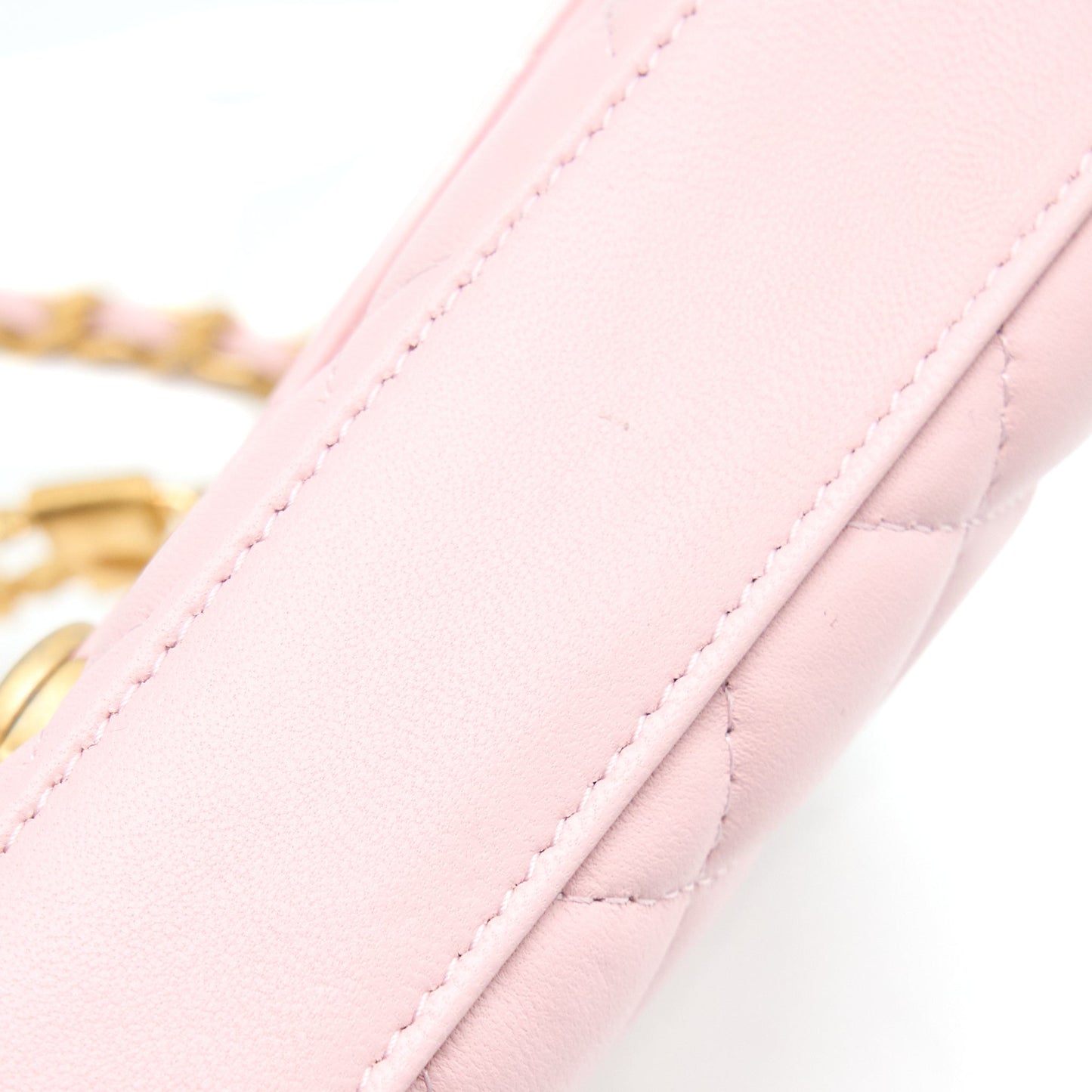 Chanel 22B Flap Bag Enamel/CC Logo Top Handle Lambskin NJ523 Light Pink Brushed GHW