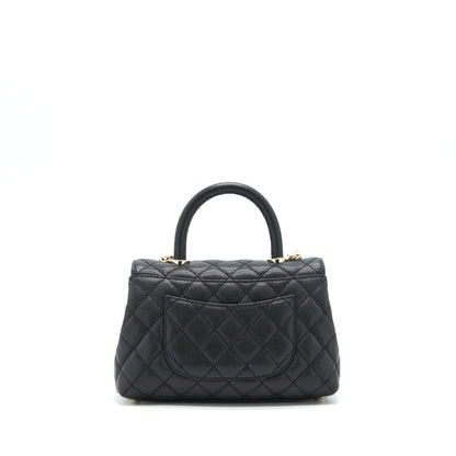 Chanel Small Coco Handle Caviar Black LGHW (Microchip)