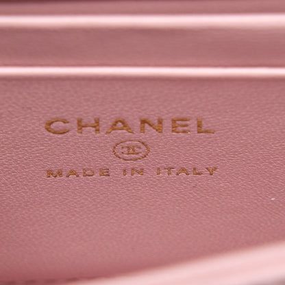 Chanel 22B Flap Bag Enamel/CC Logo Top Handle Lambskin NJ523 Light Pink Brushed GHW