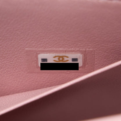 Chanel 22B Flap Bag Enamel/CC Logo Top Handle Lambskin NJ523 Light Pink Brushed GHW