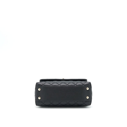 Chanel Small Coco Handle Caviar Black LGHW (Microchip)