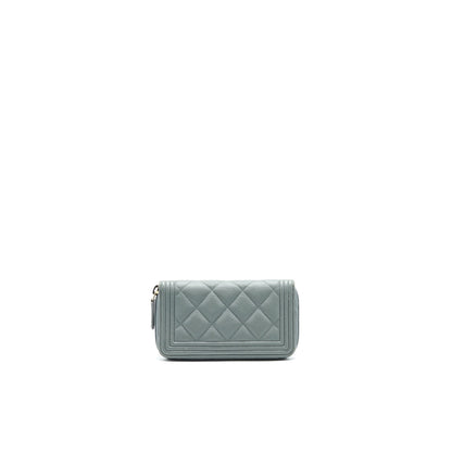 Chanel Caviar small Zip Wallet Grey GHW