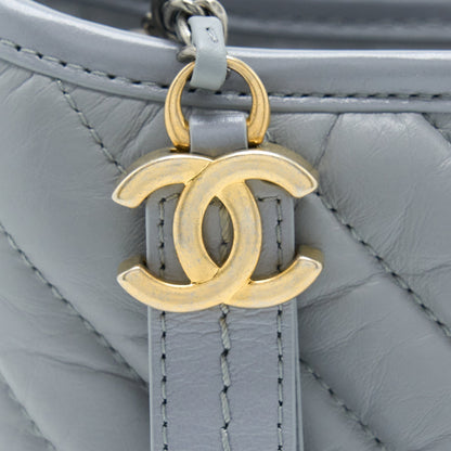 Chanel Chevron Small Gabrielle Hobo Bag Aged Calfskin Grey Multicolour Hardware