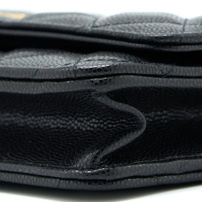 Chanel 22A Twist your button Wallet On Chain Caviar Black GHW (Microchip)