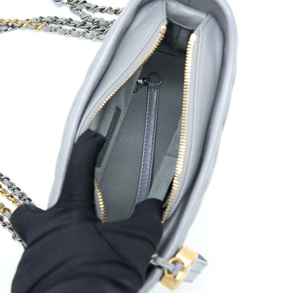 Chanel Chevron Small Gabrielle Hobo Bag Aged Calfskin Grey Multicolour Hardware