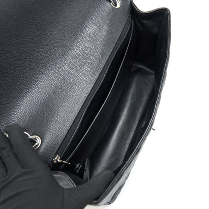 CHANEL CAVIER CLASSIC MAXI SINGLE FLAP BAG BLACK SHW