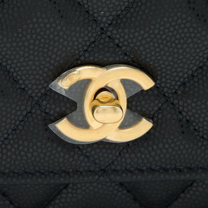 Chanel 22A Twist your button Wallet On Chain Caviar Black GHW (Microchip)