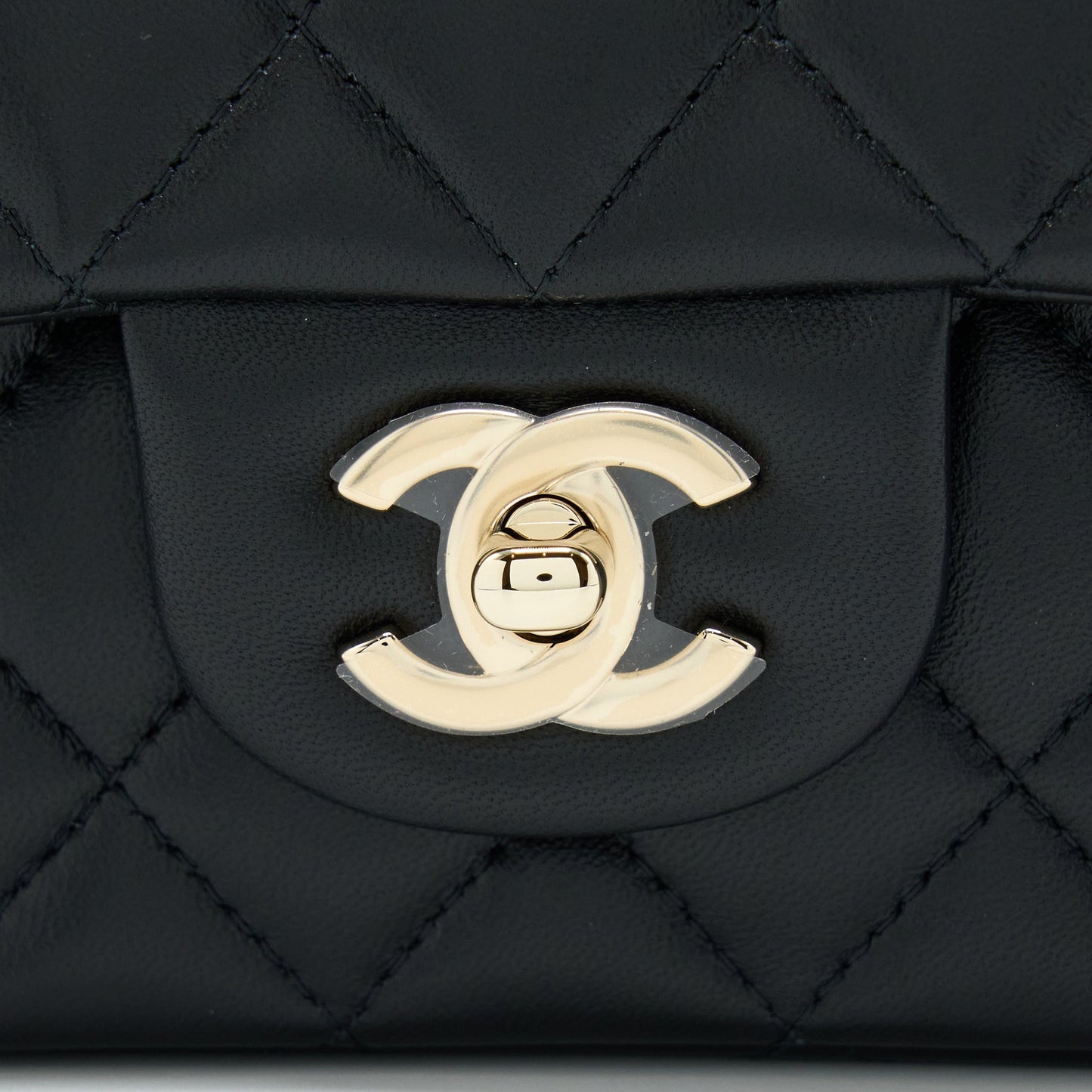 Chanel 22A Top Handle Mini Rectangular Flap Bag Lambskin Black GHW (Microchip)