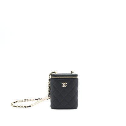 Chanel 22P Vertical Mini Vanity With CC Logo Chain Caviar Black LGHW
