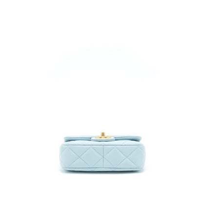 Chanel 22P Seasonal Mini Square Flap Bag Lambskin Light Blue GHW