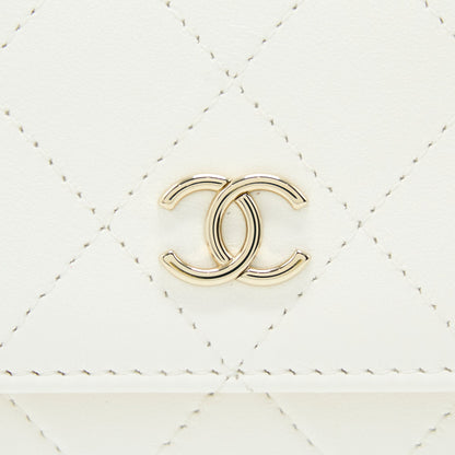 Chanel Rectangular Mini Flap Phone Case Bag Quilted Lambskin White LGHW (Microchip)