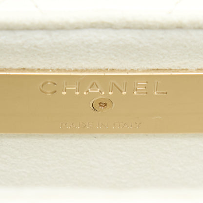 Chanel Rectangular Mini Flap Phone Case Bag Quilted Lambskin White LGHW (Microchip)