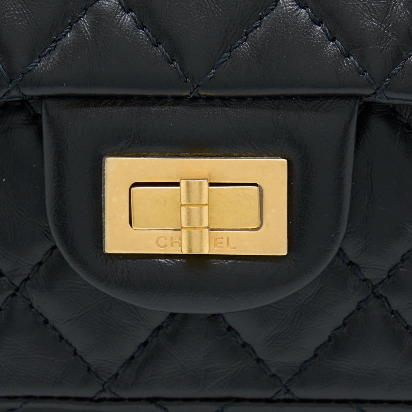Chanel Mini 2.55 Reissue Flap Bag Aged Calfskin Black Brushed GHW (Microchip)