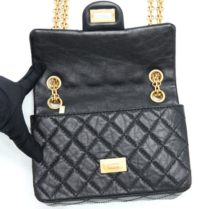 Chanel Mini 2.55 Reissue Flap Bag Aged Calfskin Black Brushed GHW (Microchip)