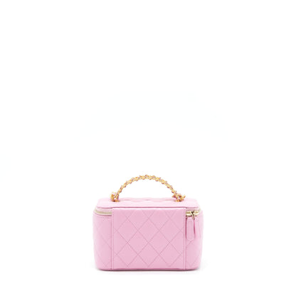 Chanel 22S Letter Top Handle Long Vanity With Chain Caviar NH622 Pink GHW