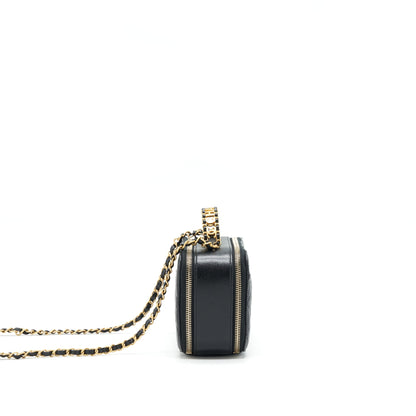 Chanel 22S Letter Top Handle Small Vanity Case Caviar Black Brushed GHW (Microchip)