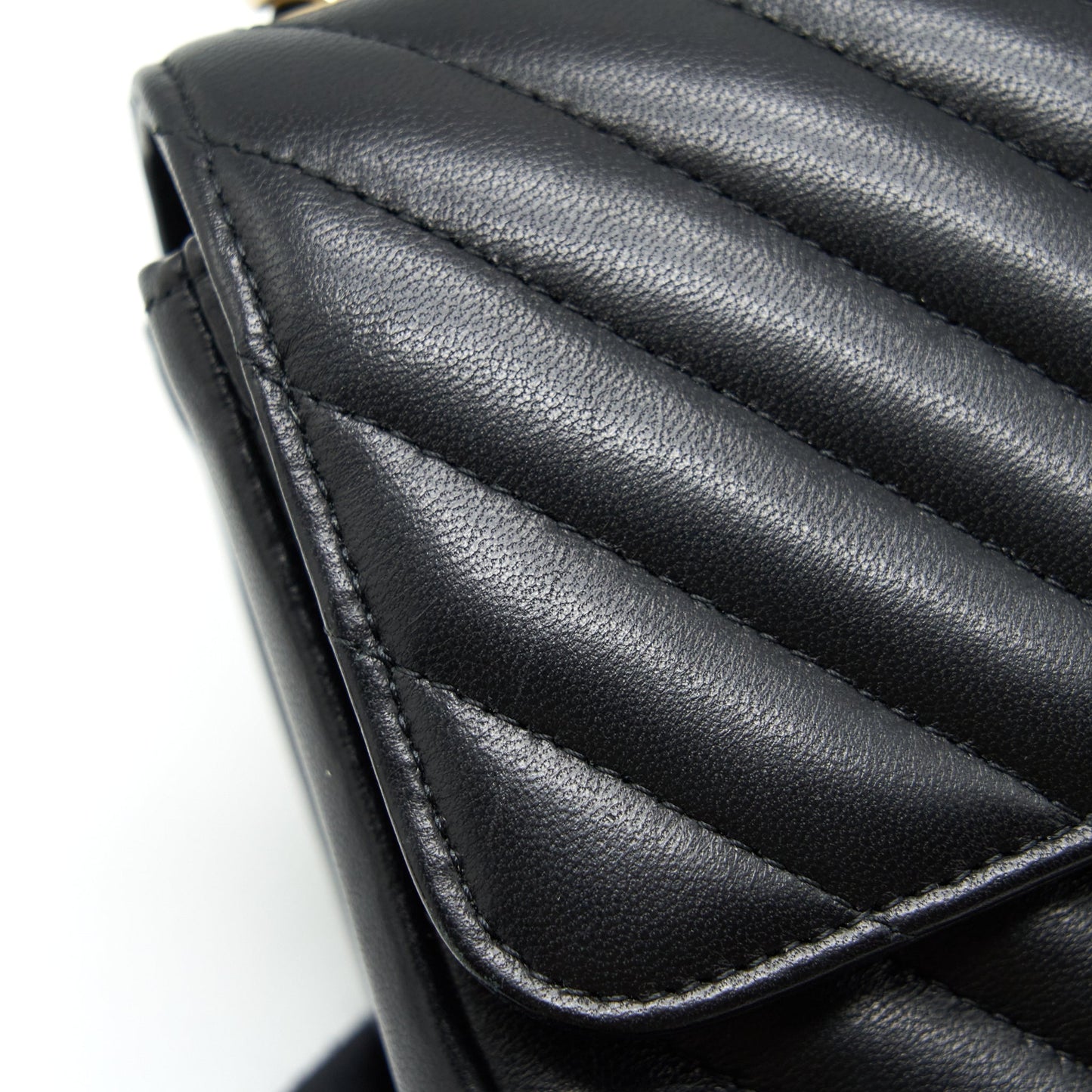 Chanel Mini Square Chevron Flap Bag Black LGHW