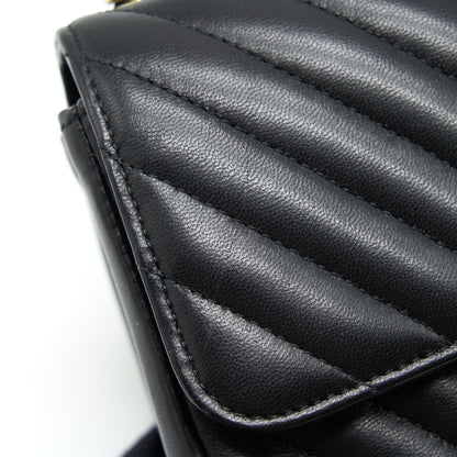 Chanel Mini Square Chevron Flap Bag Black LGHW