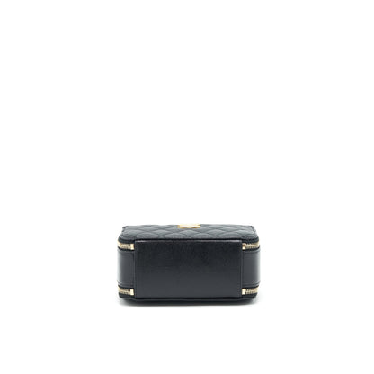 Chanel 22S Letter Top Handle Small Vanity Case Caviar Black Brushed GHW (Microchip)
