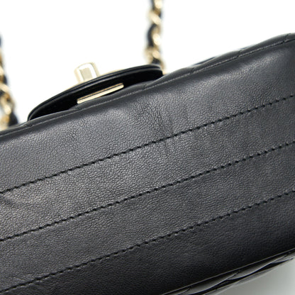 Chanel Mini Square Chevron Flap Bag Black LGHW