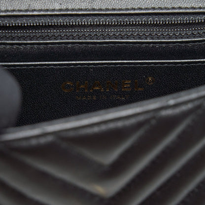 Chanel Mini Square Chevron Flap Bag Black LGHW