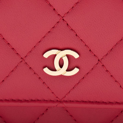 Chanel Classic Wallet On Chain Lambskin Red GHW