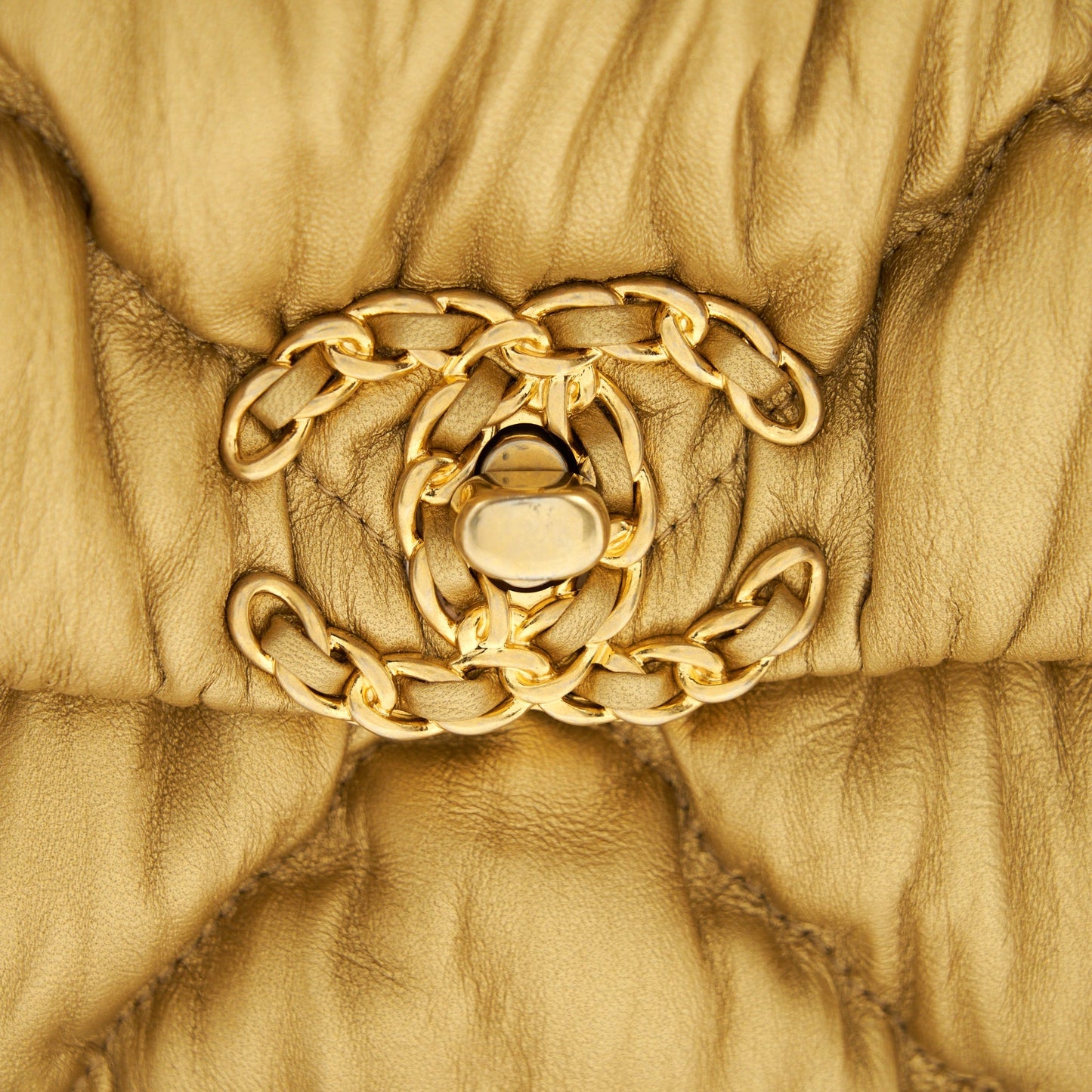 Chanel Small 19 Bag Limited Edition Lambskin Gold With Gold/Silver Hardware(Microchip)