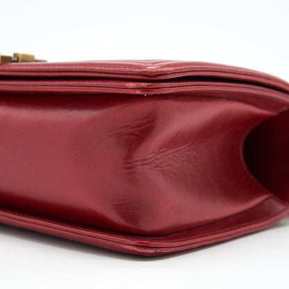 Chanel Medium Boy Bag Aged Calfskin Red With Ruthenium GHW