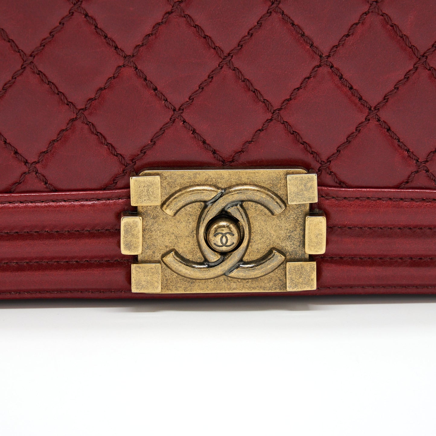 Chanel Medium Boy Bag Aged Calfskin Red With Ruthenium GHW